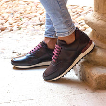 Load image into Gallery viewer, Brown & Burgundy Calf leather Jogger Sneakers