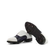 Load image into Gallery viewer, Navy & White Calf Oxford Golf Shoes