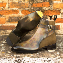 Load image into Gallery viewer, Green Museum Patina & Khaki Suede Jodhpur Boots