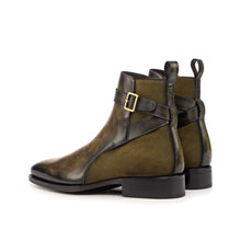 Load image into Gallery viewer, Green Museum Patina & Khaki Suede Jodhpur Boots