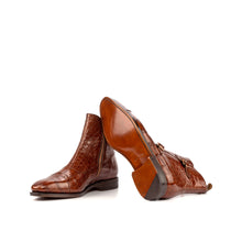 Load image into Gallery viewer, Medium Brown Alligator Double Monk Boots