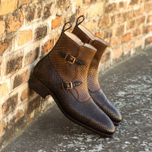 Load image into Gallery viewer, Dark & Medium Brown Python Double-Monk Boots