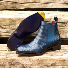 Load image into Gallery viewer, Navy Alligator Chelsea Boots