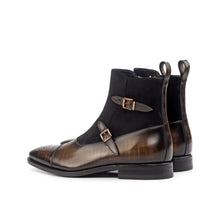 Load image into Gallery viewer, Suede & Patina Leather Double Monk Boots