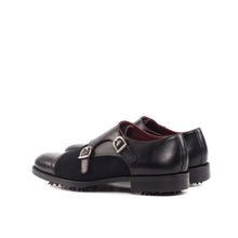 Load image into Gallery viewer, Black Calf & Suede Double Monk-Strap Golf Shoes