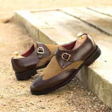 Load image into Gallery viewer, Brown Calf & Camel Suede Single Monk Golf Shoes