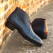 Load image into Gallery viewer, Navy Python Chukka Boots