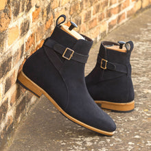 Load image into Gallery viewer, Navy Suede Jodhpur Boots