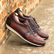 Load image into Gallery viewer, Burgundy Patina Leather Trainer Sneakers