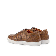 Load image into Gallery viewer, Brown Croco Leather Low-Top Sneakers