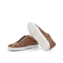 Load image into Gallery viewer, Brown Croco Leather Low-Top Sneakers