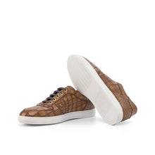 Load image into Gallery viewer, Brown Croco Leather Low-Top Sneakers