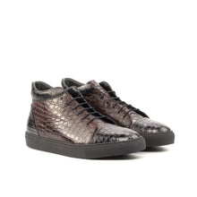 Load image into Gallery viewer, Burgundy & Black Alligator High-Top Sneakers