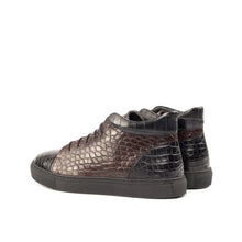Load image into Gallery viewer, Burgundy & Black Alligator High-Top Sneakers