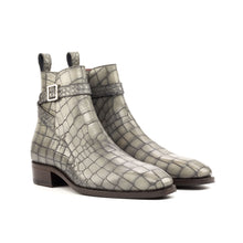 Load image into Gallery viewer, Grey Embossed Croco Jodhpur Boots