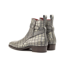 Load image into Gallery viewer, Grey Embossed Croco Jodhpur Boots