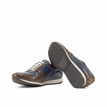 Load image into Gallery viewer, Brown & Navy Alligator Trainer Sneakers