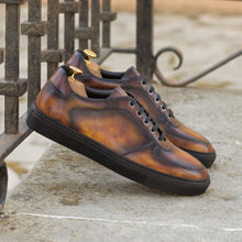 Load image into Gallery viewer, Brown Patina Leather Low-Top Sneakers