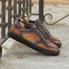 Load image into Gallery viewer, Brown Patina Leather Low-Top Sneakers