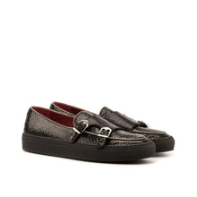 Load image into Gallery viewer, Black Python Double-Monk Sneakers