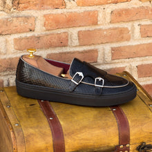 Load image into Gallery viewer, Black Python Double-Monk Sneakers