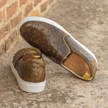 Load image into Gallery viewer, Olive Ostrich Slip-On Sneakers