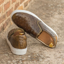 Load image into Gallery viewer, Olive Ostrich Slip-On Sneakers