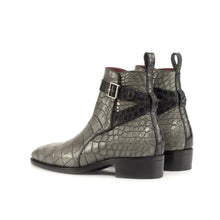 Load image into Gallery viewer, Grey & Black Alligator Jodhpur Boot