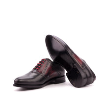 Load image into Gallery viewer, Black Calf Leather & Burgundy Patina Saddle Shoes - Saddle