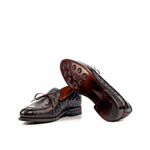 Load image into Gallery viewer, Black Ostrich Laced Loafer - Loafers