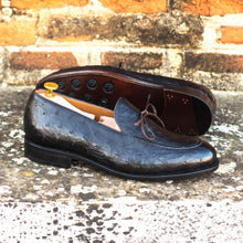 Load image into Gallery viewer, Black Ostrich Laced Loafer - Loafers