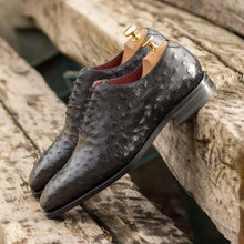 Load image into Gallery viewer, Black Ostrich Wholecut Shoes - Whole Cut