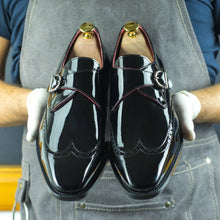 Load image into Gallery viewer, Black Patent Leather Single Monk Shoes - Single Monk