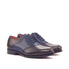Load image into Gallery viewer, Brown & Navy Leather Saddle Shoes - Saddle
