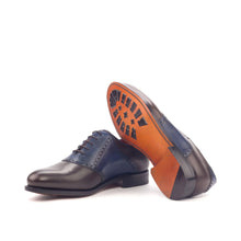 Load image into Gallery viewer, Brown & Navy Leather Saddle Shoes - Saddle