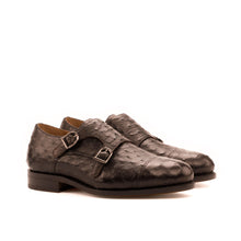 Load image into Gallery viewer, Brown Ostrich Double Monk Shoes - Double Monk