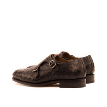 Load image into Gallery viewer, Brown Ostrich Double Monk Shoes - Double Monk