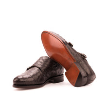 Load image into Gallery viewer, Brown Ostrich Double Monk Shoes - Double Monk