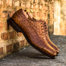 Load image into Gallery viewer, Brown Ostrich Oxford Shoes - Oxford