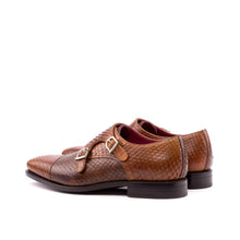 Load image into Gallery viewer, Brown Python Double-Monk Shoes - Double Monk