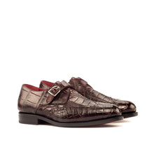 Load image into Gallery viewer, Burgundy Alligator Single Monk Shoes - Single Monk