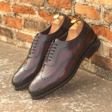Load image into Gallery viewer, Burgundy Patina Leather Wholecut Shoes - Whole Cut