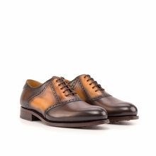 Load image into Gallery viewer, Burnished Brown Leather Saddle Shoes - Saddle