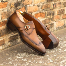 Load image into Gallery viewer, Burnished Cognac Leather Single Monk Shoes - Single Monk
