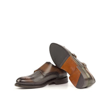 Load image into Gallery viewer, Burnished Grey & Brown Leather Double-Monk Shoes - Double Monk