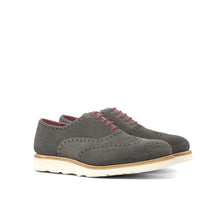 Load image into Gallery viewer, Casual Brogue Shoes Grey Suede - Full Brogue