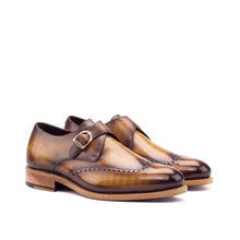 Load image into Gallery viewer, Cognac Patina Leather Single Monk Shoes - Single Monk