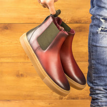 Load image into Gallery viewer, Red & Olive Calf Chelsea Sneaker Boots