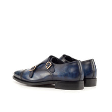 Load image into Gallery viewer, Dark Blue Patina Leather Double Monk Shoes - Double Monk