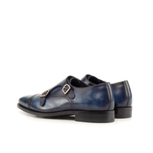 Load image into Gallery viewer, Dark Blue Patina Leather Double Monk Shoes - Double Monk